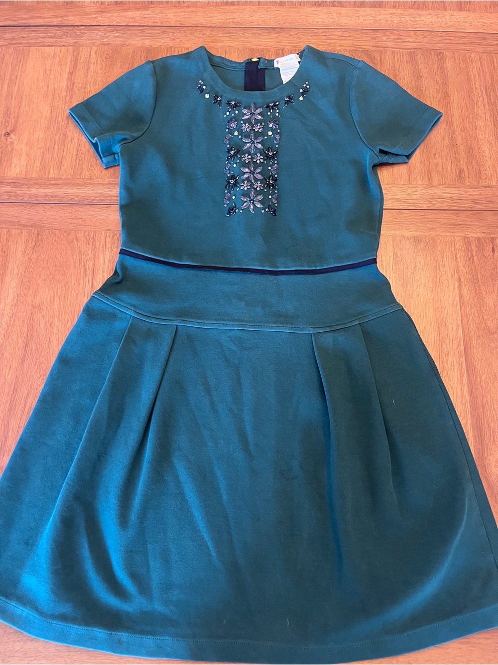 Crewcuts Emerald Green Beaded Fit-and-Flare Dress